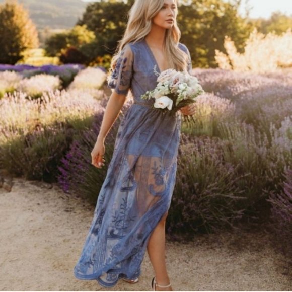 Euphoria Dresses & Skirts - 90525 Plunging Lace Maxi Dress